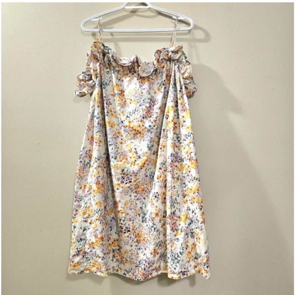 H&M - Flounce Trimmed Linen Floral Print Dress - Size XL - Picture 9 of 13